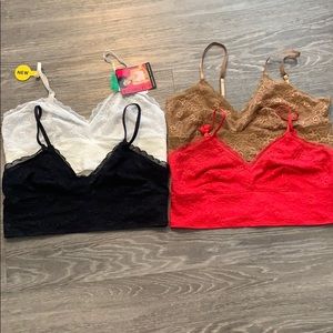 4 pack lace bralettes in romantic colors